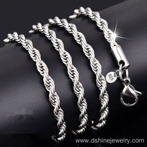 Twisted Stainless Steel Chain Necklace Men Chain Necklace